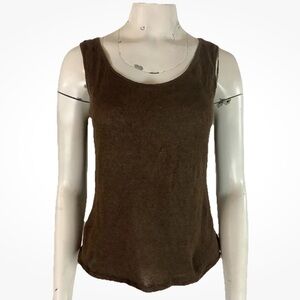Lafayette 148 Sz M Linen Cotton Knit Pullover Tank Top Brown Basic Layer